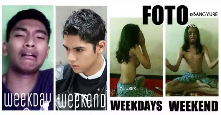 24 Meme 'weekday vs weekend' ini lucu banget, bikin ketawa ngakak!