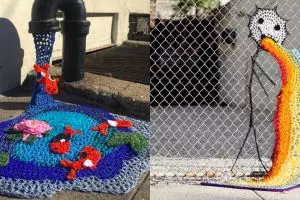 20 Foto street art dari rajutan ini bikin jalanan terasa lebih hidup