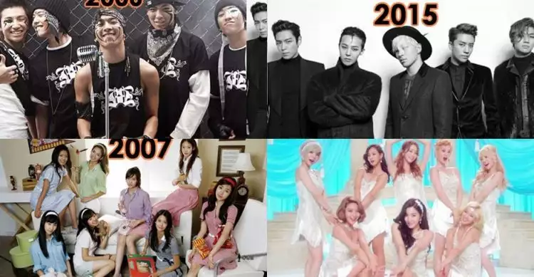 9 Foto beda gaya idol grup K-Pop dulu & sekarang, jadi makin ngefans!