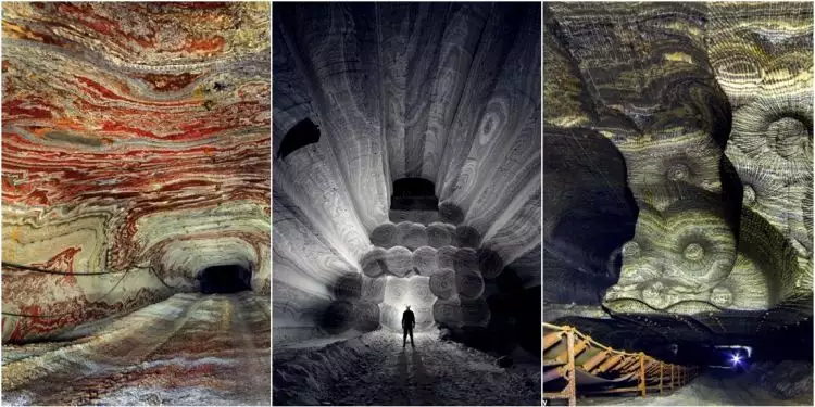 10 Foto keindahan bekas tambang garam, dindingnya warna-warni!