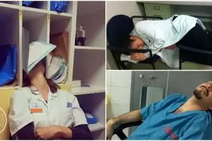 15 Foto dokter kelelahan ini bukti kalau mereka juga manusia biasa