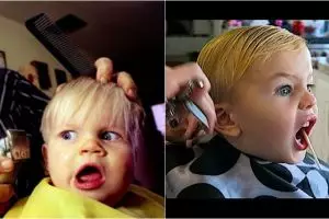15 Ekspresi balita sedang potong rambut ini bikin geli lihatnya