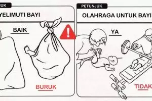 20 Ilustrasi kocak 'benar atau tidak' merawat bayi, calon ibu baca! 