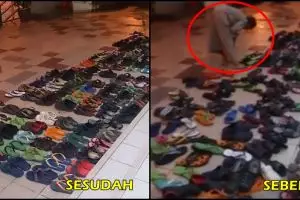 Netizen heboh video cowok yang merapikan sandal jamaah tarawih