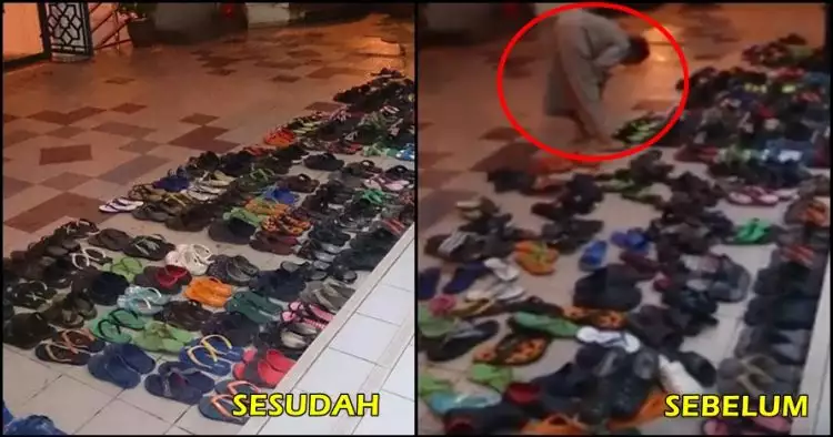 Netizen heboh video cowok yang merapikan sandal jamaah tarawih