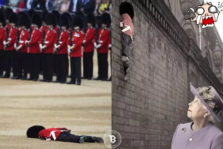 16 Foto editan kocak 'prajurit pingsan' di ulang tahun Ratu Inggris!
