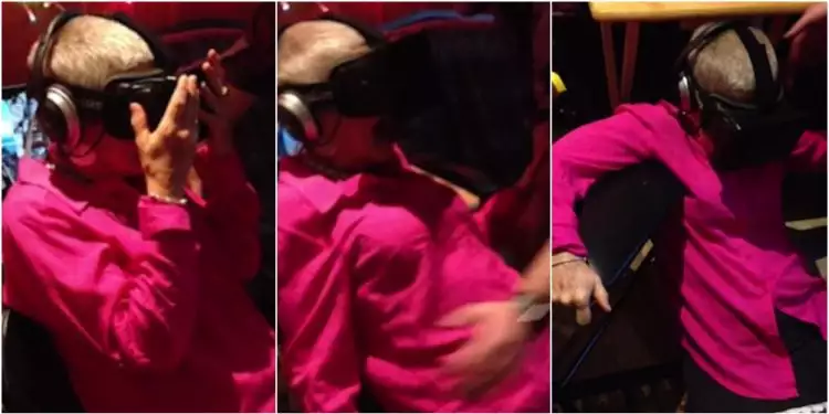 Nenek ini pingsan setelah dipaksa cucunya nonton video virtual reality