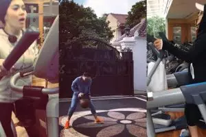 5 Gaya olahraga Syahrini yang mewah dan manja, berkeringat nggak ya?