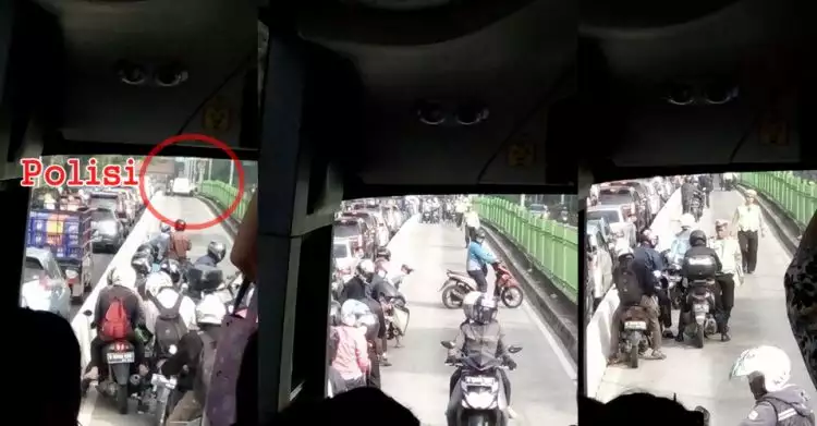 Motor-motor terjebak TransJakarta dan polisi, maju kena, mundur kena!