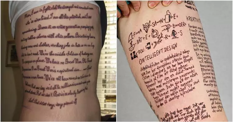 Tak hanya kreatif, 11 tato berbentuk tulisan panjang ini juga keren