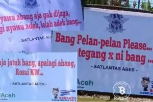 7 Spanduk peringatan lalu lintas di Aceh Besar ini kocak banget, unik!