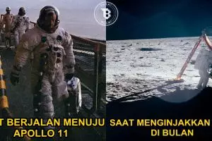 10 Foto langka detik-detik Neil Armstrong menginjakkan kaki di bulan
