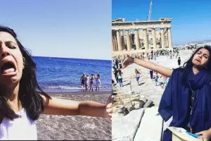 9 Foto wanita bulan madu tanpa didampingi suami ini justru kocak abis