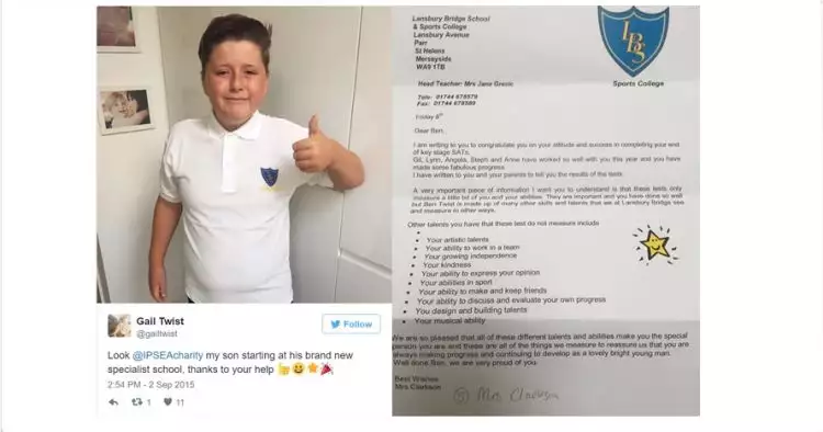 Tak lulus ujian, bocah autis ini dapat surat tak terduga dari sekolah