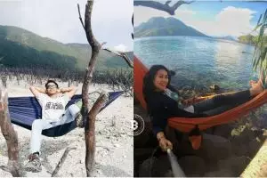 15 Foto di atas hammock ini seru banget, bikin pengin piknik.