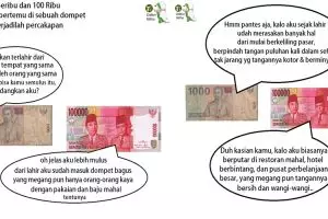 Ini obrolan uang 1000 dan 100 ribu kalau lagi bareng, nampol abis!