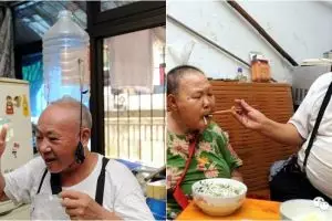 Kakek ini rela taruh botol di atas kepala demi rawat sang istri