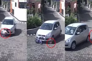Anak kecil ini terlindas mobil tapi tetap bisa bangun dan berlari!
