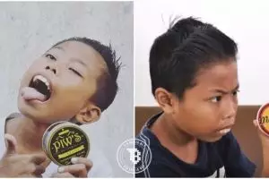 Gaya lucu bocah ini promosikan pomade bikin harimu ceria!