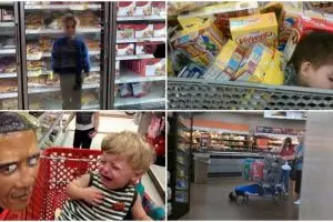 20 Foto kelakuan konyol orangtua dan anaknya di pusat perbelanjaan