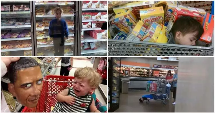 20 Foto kelakuan konyol orangtua dan anaknya di pusat perbelanjaan