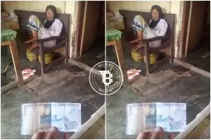 Nenek ini dagangannya dibeli pakai uang mainan, duh tega banget!