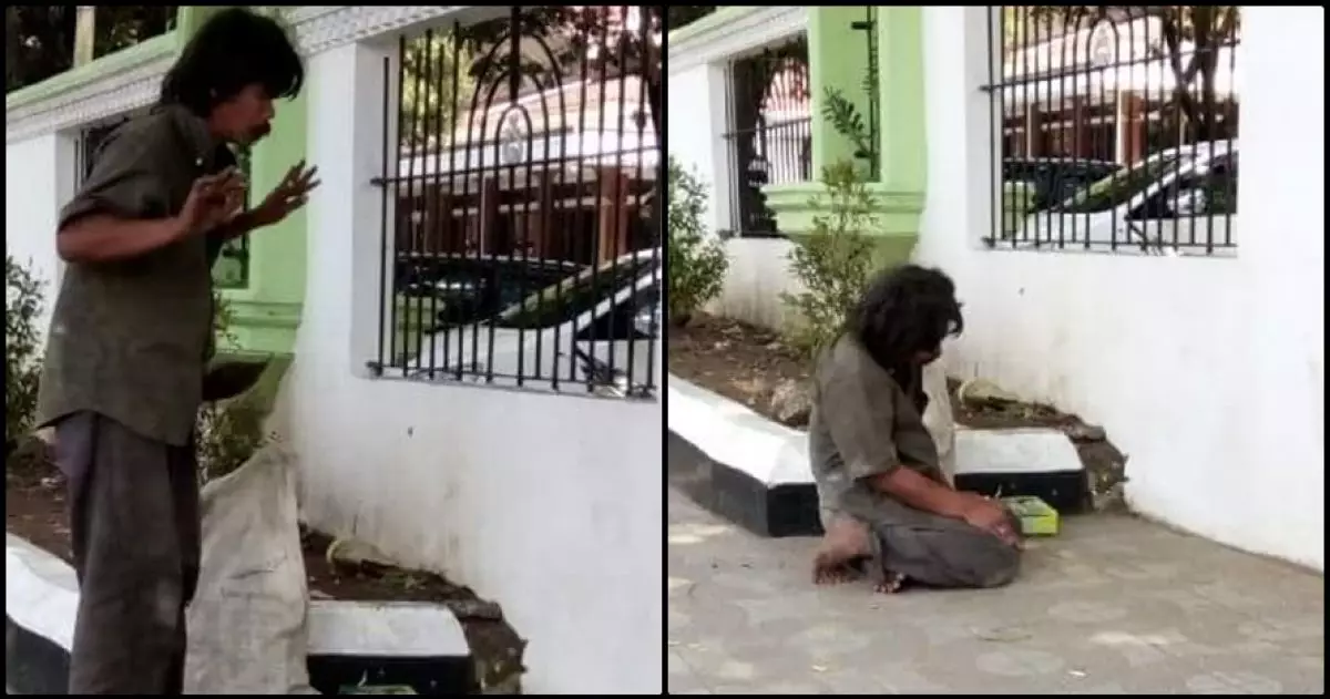 Heboh foto orang salat di luar pagar Masjid Agung Garut, dia siapa ya?