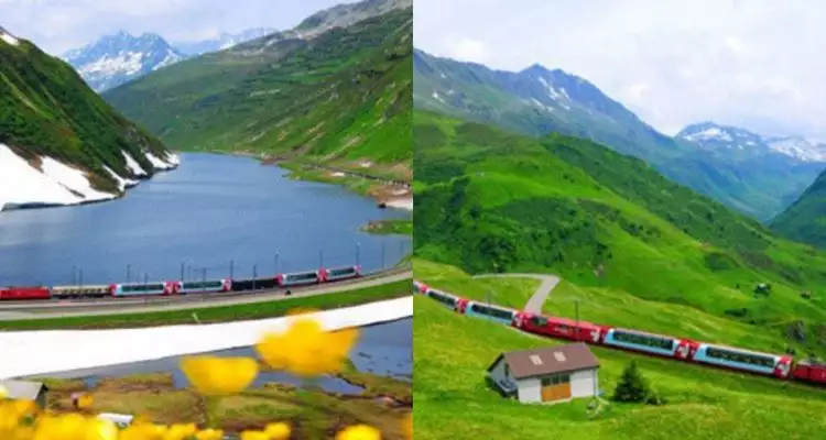 13 Foto kereta api di Swiss ini bagaikan di negeri Teletubbies, keren