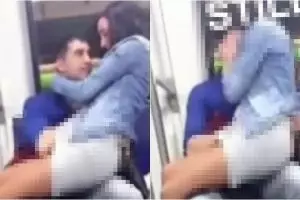 Sejoli dimabuk asmara ini berbuat mesum di kereta bawah tanah