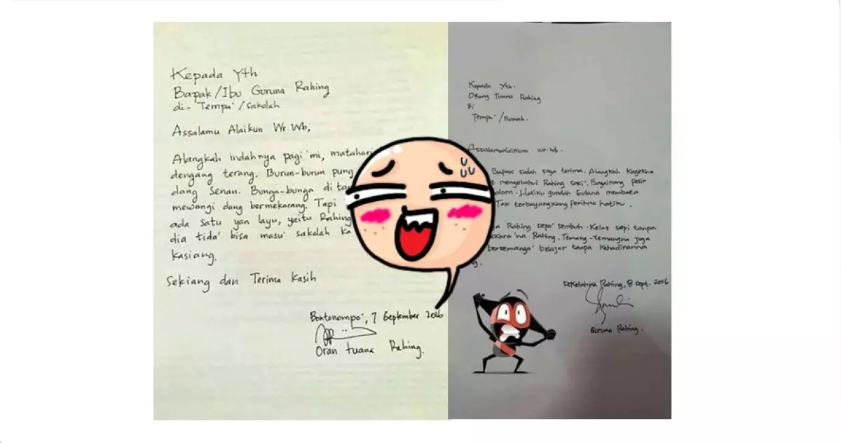 Surat izin tidak masuk sekolah & balasan guru ini penuh kata puitis