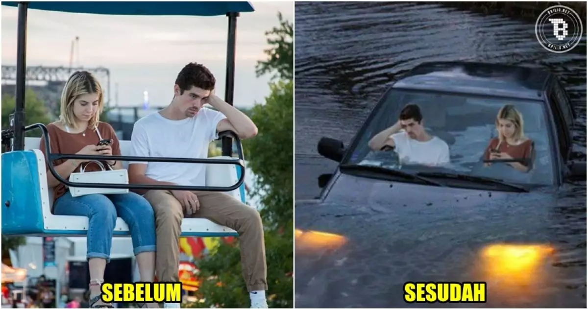 8 Foto editan cewek main gadget vs cowok bosan ini bikin ketawa ngakak