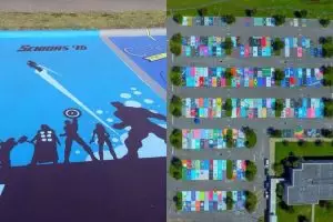 15 Lukisan di parkiran sekolah ini kreatif abis, berani tiru? 