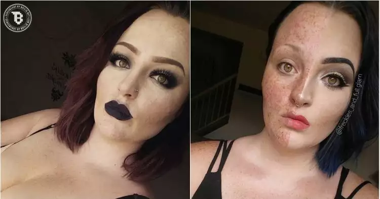 Berkat makeup, bintik hitam di wajah wanita ini musnah tak berbekas