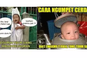 12 Meme kocak anak kecil disuruh bobok siang, bikin kangen sama ibu