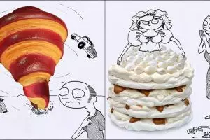 20 Ilustrasi kombinasi tokoh komik dengan kue ini keren & kocak banget