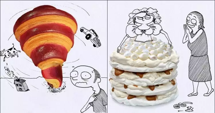 20 Ilustrasi kombinasi tokoh komik dengan kue ini keren & kocak banget
