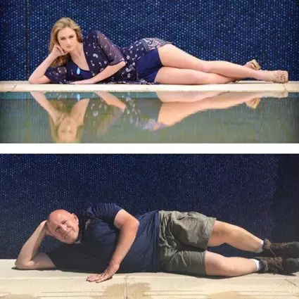 Pria ini tirukan pose foto anaknya yang jadi model, ayah kocak