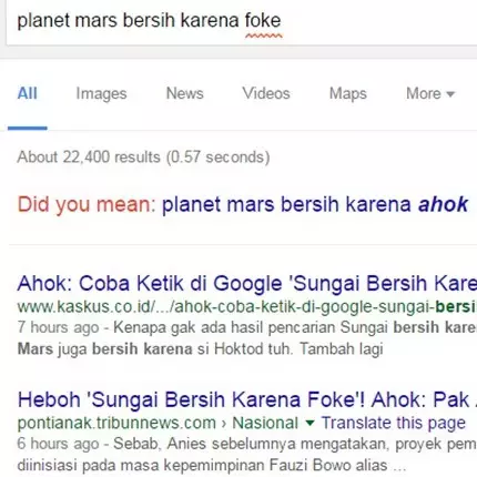 10 Hasil googling pakai 'sungai bersih karena Foke' ini bikin ngakak