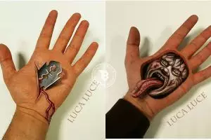 15 Karya ilusi optik di telapak tangan ini bikin merinding