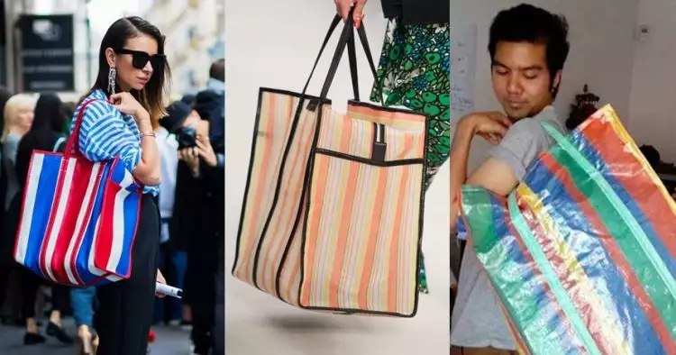 Mirip kantung belanja ke pasar, desain tas branded ini jadi lelucon