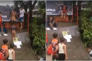 Aksi anak kecil main perosotan di jalur skateboard ini kocak abis