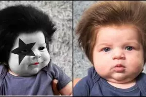 15 Foto editan bayi berambut lebat ini lucu banget