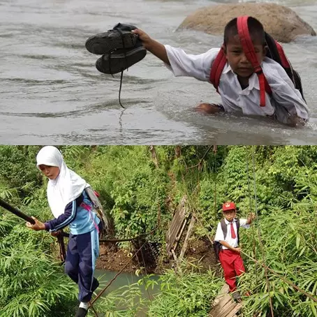 15 Foto perjuangan anak SD bertaruh nyawa demi ke sekolah, bikin miris