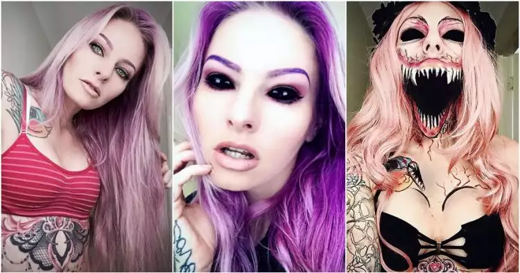 Berkat makeup, wajah wanita ini berubah mengerikan bak zombie