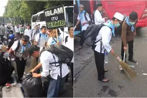 12 Foto warga pungut sampah usai berdemo ini patut diacungi jempol