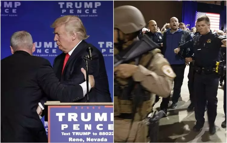 Anti-Trump bersenjata diduga menyusup, Trump diamankan saat kampanye