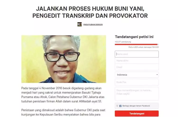 Petisi desak Buni Yani diproses hukum hampir 150 ribu tanda tangan