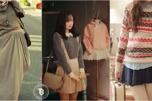 14 Padu padan sweater dan rok ini bikin kamu terlihat lebih manis