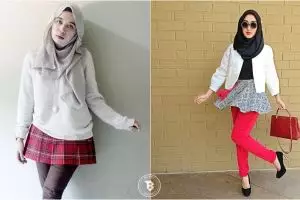 15 Padu padan rok mini untuk hijaber, bisa dicoba nih