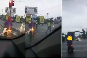Aksi ngawur ibu-ibu naik matic, lampu sein ke kiri beloknya ke kanan